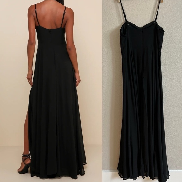 NWOT Cause for Commotion Black Pleated Bustier Maxi Dress - Picture 3 of 7